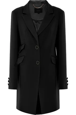 Kocca Frakke, Dame, Sort, 2XL, Polyester, Frakke med reverskrave og dekorative knapper