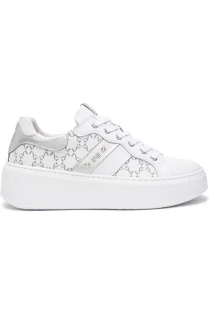 Nero Giardini Sko, Dame, Hvid, 37 EU, Læder, Hvide læderlogo sneakers med platform