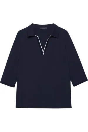 Elena Miro Top, Dame, Blå, L, Uld, Stilfuld Polo
