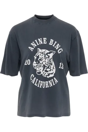 ANINE BING Top, Dame, Sort, M, Uld, Leopard Print T-shirt