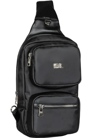 Karl Lagerfeld Taske, Herre, Sort, ONE SIZE, Læder, Justerbar Crossbody Taske i Nylon og Læder