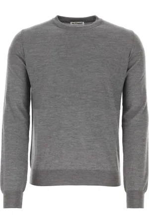 Jil Sander Strik, Herre, Grå, M, Uld, Lækker grå uldsweater