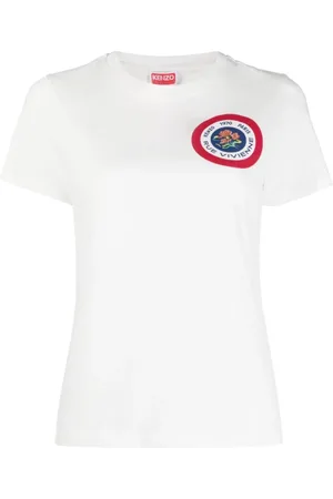 Kenzo Top, Dame, Hvid, L, Bomuld, Grafisk Print T-shirt