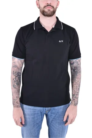 sun68 Top, Herre, Sort, 3XL, Bomuld, Stribet Krave Polo Korte Ærmer