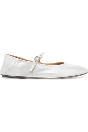 MARSÈLL Sko, Dame, Grå, 37 EU, Læder, Metallic Læder Ballerina Flats