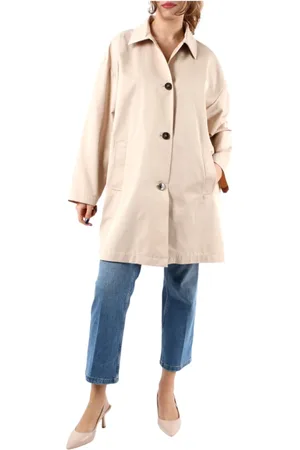 MARELLA Frakke, Dame, , M, Uld, Tidløs Hvid Regnfrakke Oversize Stil