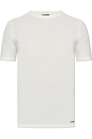 Jil Sander Top, Dame, Hvid, S, Bomuld, Rundhalset T-shirt med korte ærmer
