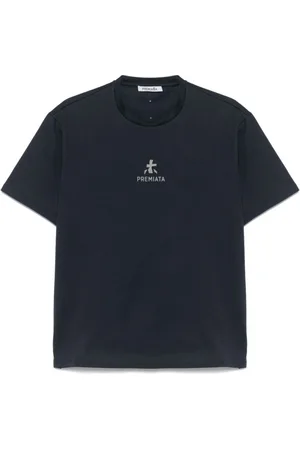Premiata Top, Herre, Blå, S, Blå Crew Neck Logo Print T-shirt