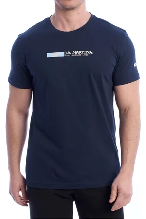 La Martina Top, Herre, Blå, XL, Bomuld, Herre T-shirt med korte ærmer