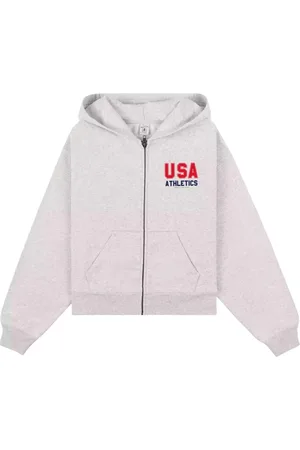 Sporty & Rich Sweathshirts & Hoodies, Dame, Grå, S, Bomuld, Grå hættetrøje med lynlåslommer