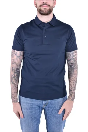 sun68 Top, Herre, Blå, L, Bomuld, Merceriseret kortærmet poloshirt
