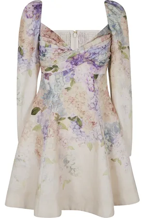 ZIMMERMANN Kjole, Dame, Flerfarvet, XS, Puff Sleeve Mini Kjole