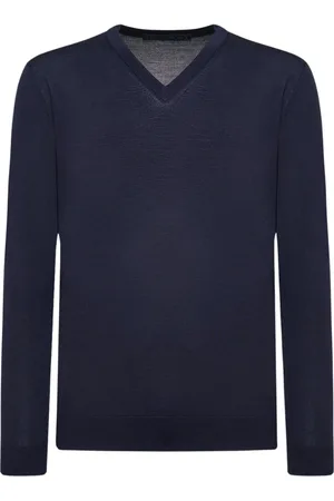 Kiton Strik, Herre, Blå, S, Uld, Navy V-Neck Pullover