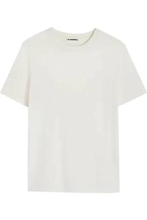 Jil Sander Top, Dame, Hvid, M, Bomuld, Bomulds T-shirt med Logo