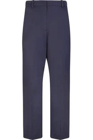 Kenzo Bukser, Dame, Blå, M, Uld, Glitrende Stribede Cropped Bukser