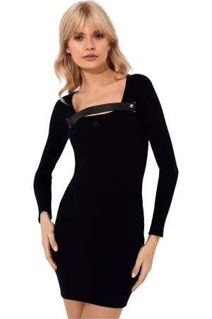 Courrèges Kjole, Dame, Blå, L, Polyester, Navy Mini Kjole med Bælte