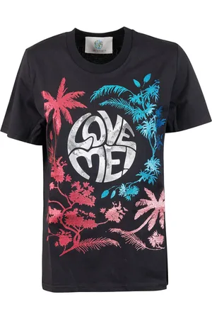 Alberta Ferretti Top, Dame, Sort, S, Bomuld, Bomuld T-shirt med 555C design