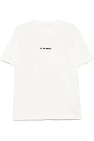 Jil Sander Top, Herre, Hvid, L, Bomuld, Hvid Crewneck T-shirt med Logo Print