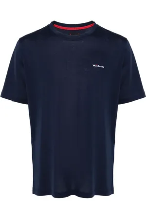 Kiton Top, Herre, Blå, L, Bomuld, Broderet marineblå bomulds T-shirt