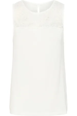 Cream Top, Dame, Hvid, XS, Uld, Blonde Top med Skulderdetaljer