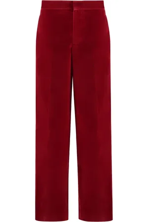 J.W.Anderson Bukser, Dame, Rød, XS, Satin, Fløjlsbukser med satin-sidestriber
