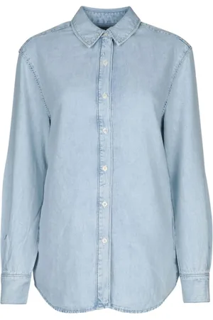 Calvin Klein Bluser & Skjorter, Dame, Blå, XS, Denim, Klar Blå Button-Up Skjorte