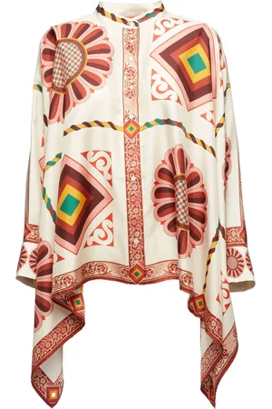 La DoubleJ Bluser & Skjorter, Dame, Flerfarvet, M, Silke Scarf Skjorte Neopolitan Fliser
