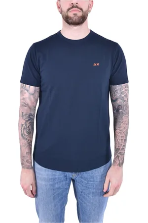 sun68 Top, Herre, Blå, M, Bomuld, Piquet Bomuld T-shirt Kortærmet