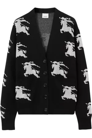 Burberry Strik, Dame, Sort, M, Bomuld, Ridder Jacquard Cardigan