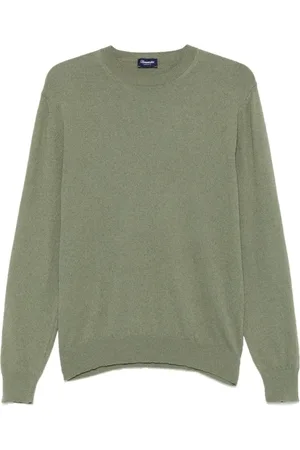 DRUMOHR Strik, Herre, Grøn, XL, Grøn Crew Neck Sweater Langærmet