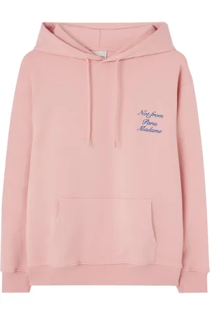 Drôle de Monsieur Sweathshirts & Hoodies, Herre, Lyserød, S, Cursive Slogan Hoodie Sweaters
