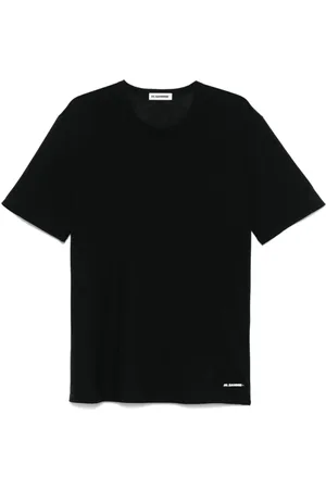 Jil Sander Top, Herre, Sort, XL, Bomuld, Sort Crewneck Logo Print T-shirt