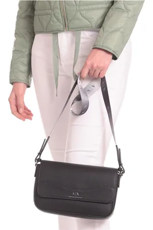Armani Exchange Taske, Dame, Sort, ONE SIZE, Uld, Sort skuldertaske med logo detaljer