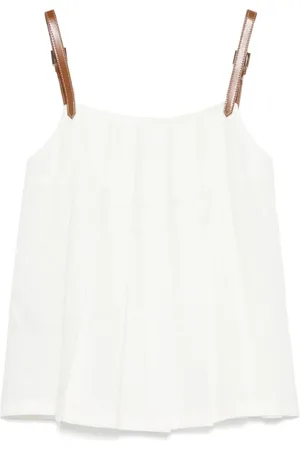 SEMICOUTURE Top, Dame, Hvid, M, Linned, Hvid Linned Top til Kvinder