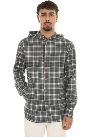 Kiton Jakke, Herre, Grå, 2XL, Bomuld, Ternet hættetrøje med trykknapper