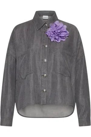 MARELLA Bluser & Skjorter, Dame, Grå, M, Denim, Overshirt Nestore i Grå Denim