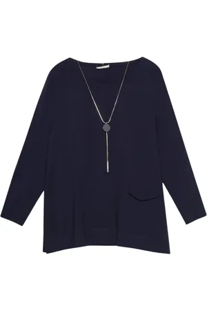 Elena Miro Top, Dame, Blå, S, Tyl, Rundhals T-shirt
