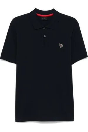 Paul Smith Top, Herre, Blå, 2XL, Blå Zip Polo Skjorte med Sideslidser