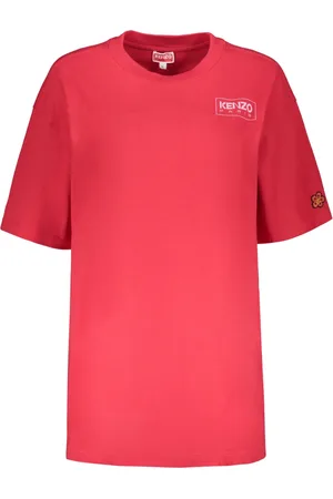 Kenzo Top, Dame, Rød, XS, Bomuld, Bomulds Logo T-shirt med Ribkant