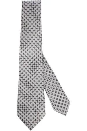 Kiton Tilbehør, Herre, Grå, ONE SIZE, Håndlavet silkeslips - Syv Folder