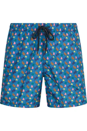 DRUMOHR Badetøj, Herre, Blå, 2XL, Polyester, Printede badeshorts med sidelommer og baglomme