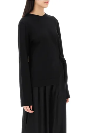 Jil Sander Sweathshirts & Hoodies, Dame, Sort, XS, Uld, Uldsweater med udskæring på ryggen