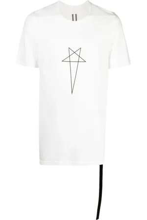 Rick Owens Top, Herre, Hvid, M, Uld, Milk/Black Level T-Shirt