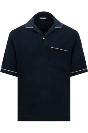 Moncler Top, Herre, Blå, L, Bomuld, Terry Cloth Polo Shirt Navy