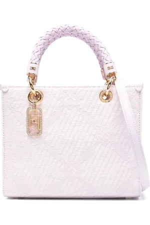 Elisabetta Franchi Taske, Dame, Lyserød, ONE SIZE, Uld, Flettet Top Håndtag Skuldertaske