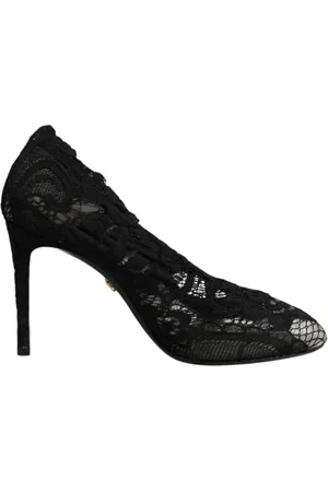 Dolce & Gabbana Sko, Dame, Sort, 37 1/2 EU, Læder, Sort Blonde Stræk Hæl Støvler Sko