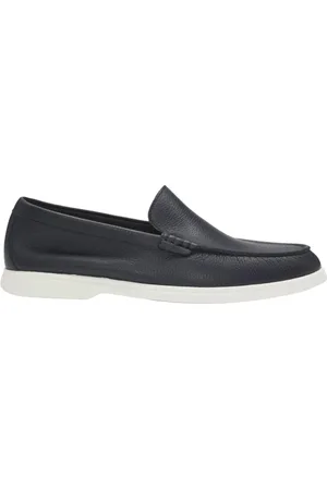 HUGO BOSS Sko, Herre, Blå, 45 EU, Læder, Prægede Læder Loafers