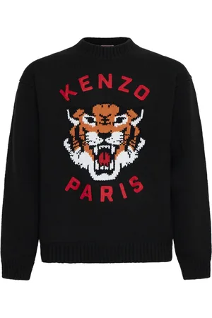Kenzo Strik, Herre, Sort, M, Bomuld, Rundhalset strik
