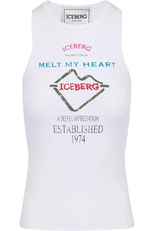 Iceberg Top, Dame, Hvid, L, Slim Fit Ribbet Top med Symbolprint