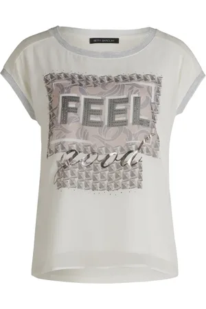 Betty Barclay Top, Dame, Flerfarvet, S, Bluse med tryk og glimmersten